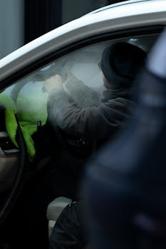 A detailed view of a car interior cleaning process
