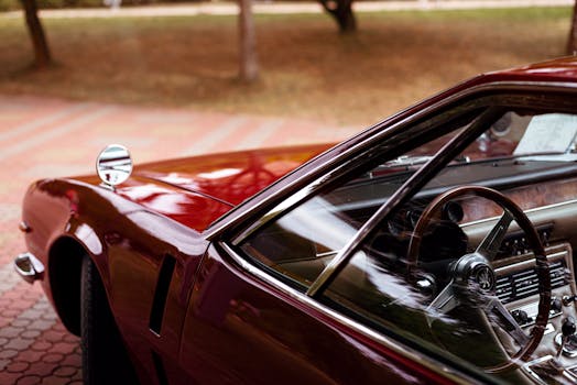 A detailed view of a classic vintage cars interior
