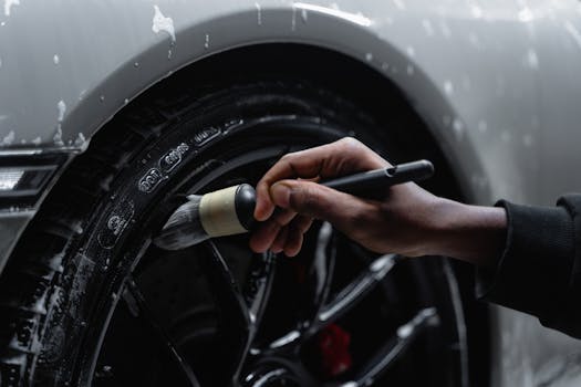 Detailed shot of a hand using a brush to clean a c