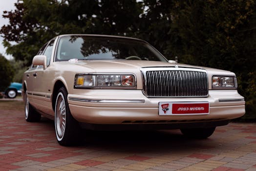 Vintage Lincoln Town Car with chrome details parke